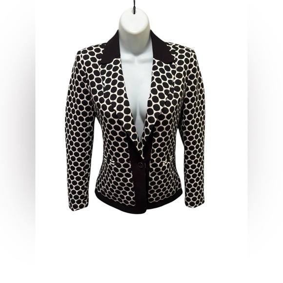 LEIFNOTES Anthropologie Delacour Polka Dot Jacket Blazer Black Size 2 Business - Picture 1 of 7